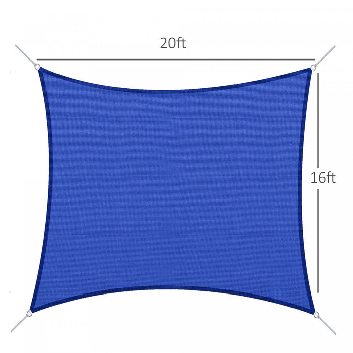 Outsunny Rectangle 20'x 16' Pare-soleil Voile Couverture Superieure En Tissu Abri Exterieur Fenetre De Jardin Sac De Transport De Sable Bleu