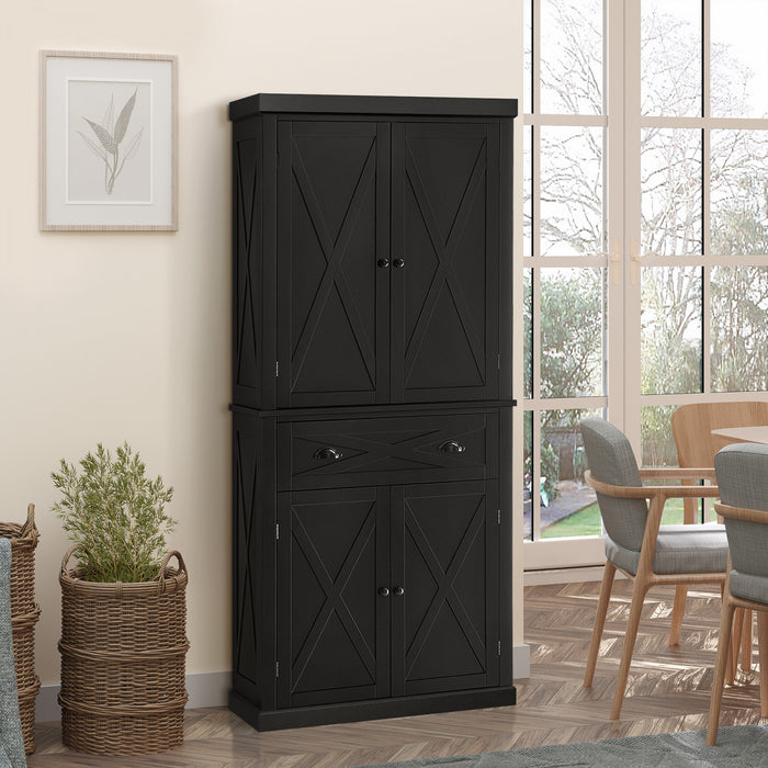 HOMCOM Garde-Manger Buffet Autoportant 4 Portes Noir