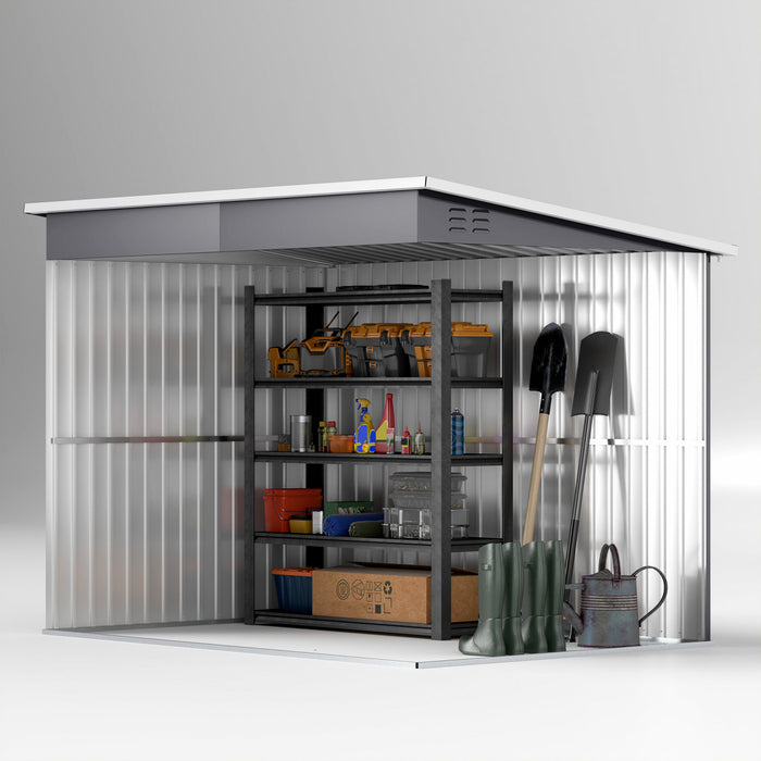Outsunny Remise De Rangement En Metal Avec Fenetre, Portes Verrouillables