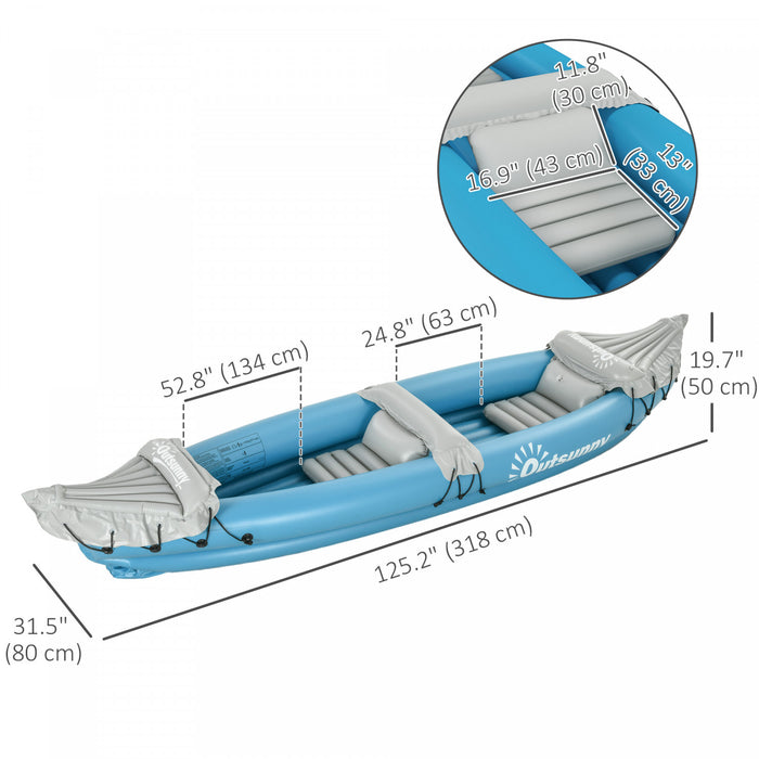 Outsunny Kayak gonflable pour 2 pers, ensemble de canoe avec pompe a air