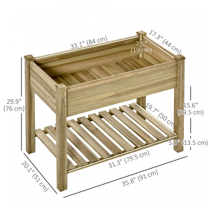 Outsunny Bac de plantation sureleve avec etagere de rangement, vert