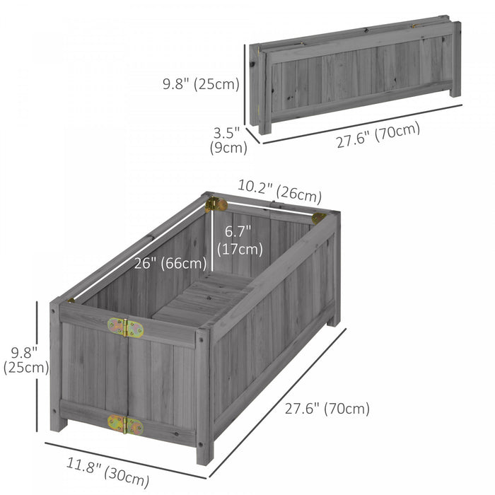 Outsunny 28\" X 12\" Pliable Lit De Jardin Sureleve, Boite A Plantes Surelevee, Lit De Plantation En Bois Pour L'arriere-cour, Le Patio Pour Cultiver Des Legumes, Des Herbes Et Des Fleurs, Gris.