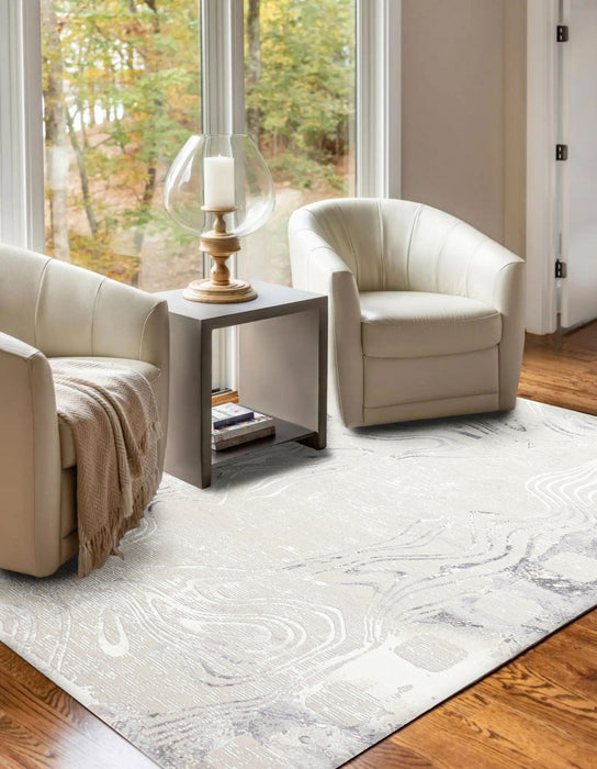 Tapis Contemporain/Moderne Echo 8'0\" x 10'0\" en Gris