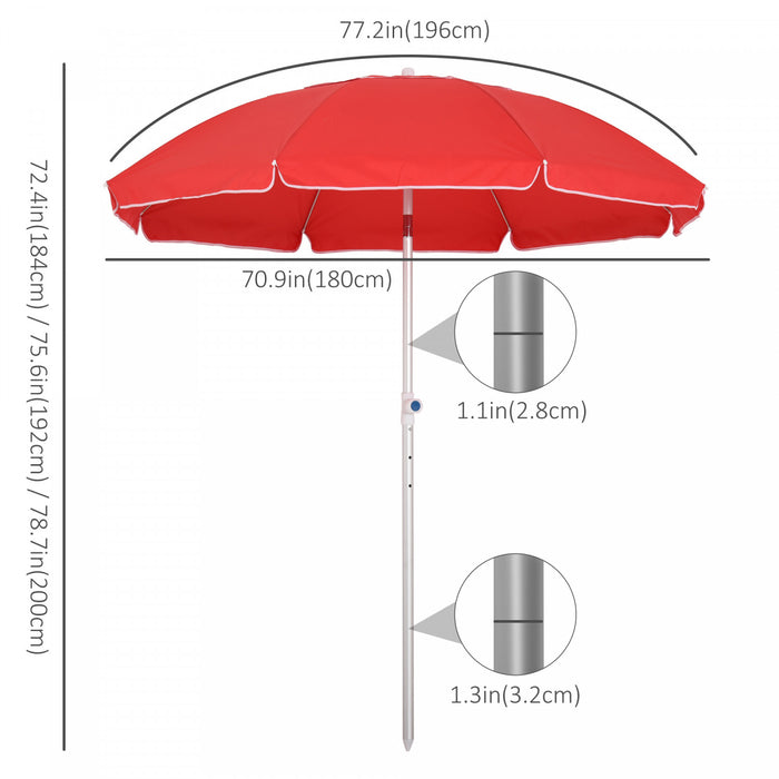 Outsunny Parasol De Plage Rouge