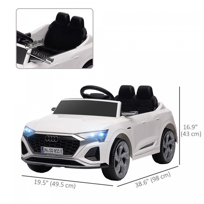 Qaba Audi Q8 Etron Sportback Voiture Electrique Pour Enfants Alimentee Par Batterie 12 V Avec Telecommande, Suspension A Ressort, Phares, Klaxon Musical, Pour 3 A 6 Ans, Blanc