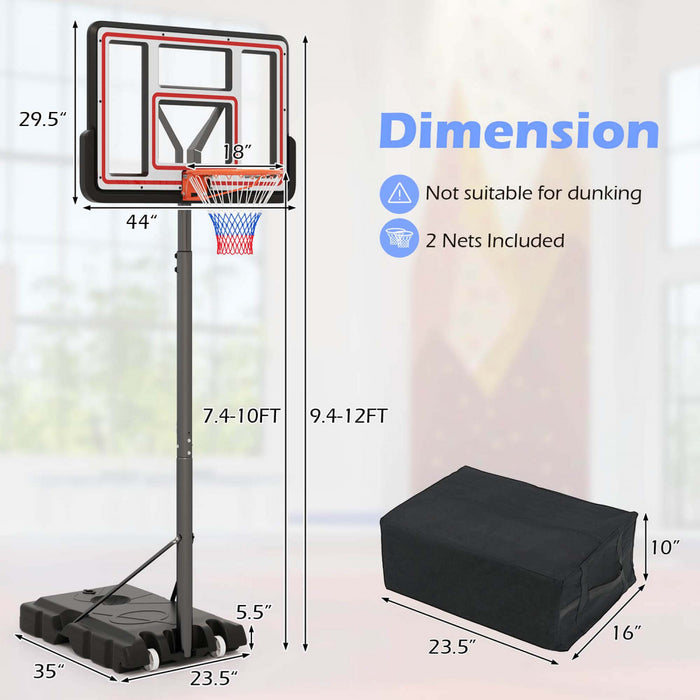 Goplus 7.4-10 Ft Systeme Exterieur De Cercle De Basket-ball Avec 44 Pouces De Panneau Arriere Pc A L'epreuve