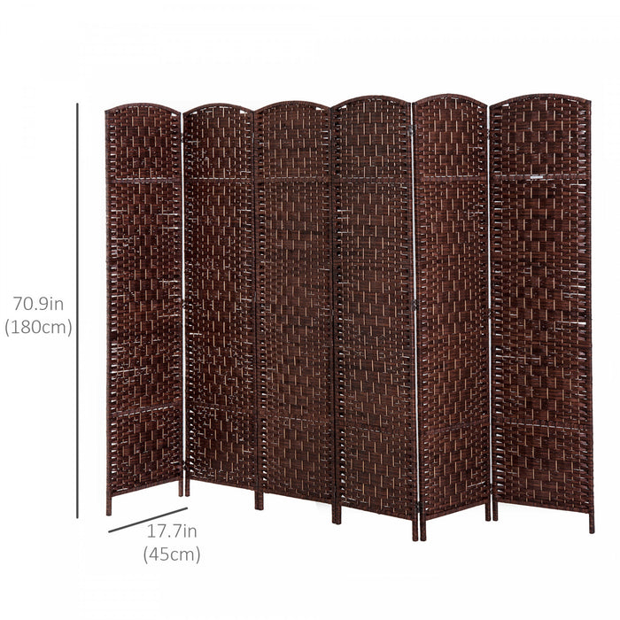 Homcom Paravent De Separation De Piece En Osier Tisse A 6 Panneaux