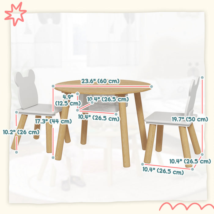 Qaba Ensemble Table Et Chaises Pour Enfants 3 Pcs, Chaises En Forme D'ours