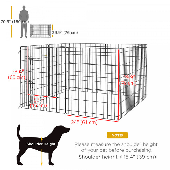 Pawhut Cage Pour Chiot A 8 Panneaux, Cage D'exercice En Metal Pliable De 30 Po Pour Chien, Noir