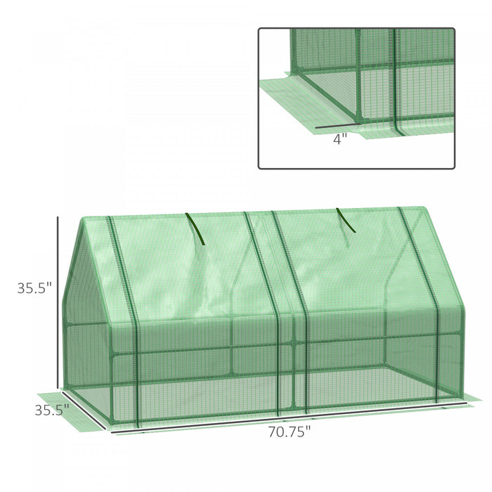 Outsunny Mini Serre De Jardin Serre A Tomates 180l X 90l X 90h Cm Acier Pe Haute Densite 140 G/mĠ Anti-uv 2 Fenetres Avec Zip Enroulables Vert