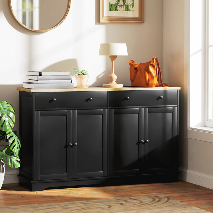 HOMCOM Buffet avec tiroirs de rangement et etageres reglables, noir