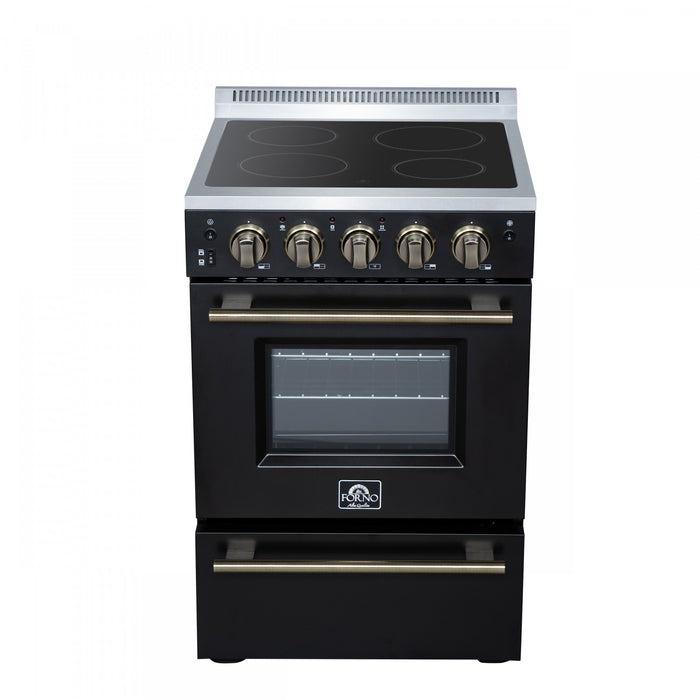 Cuisiniere electrique Loiano de 24 po en noir, 2,3 pi³ avec tiroir de rangement - FFSEL6099-24BLK
