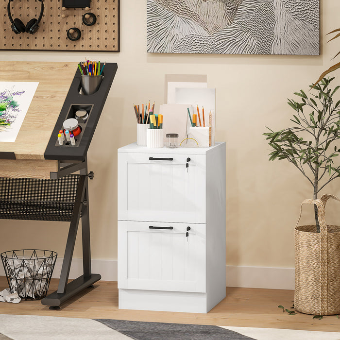 HOMCOM Classeur a 2 tiroirs avec serrure pour lettre A4, Blanc