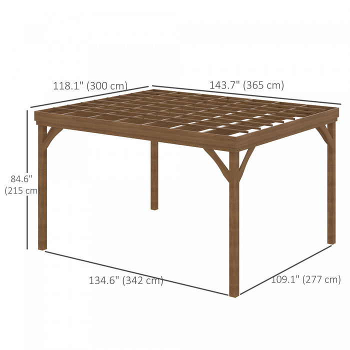 Outsunny 10' X 12' Gazebo Pergola En Bois Pour Plantes Grimpantes, Marron