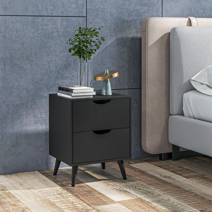 Table de chevet moderne, avec 2 tiroirs et pieds en bois pour chambre