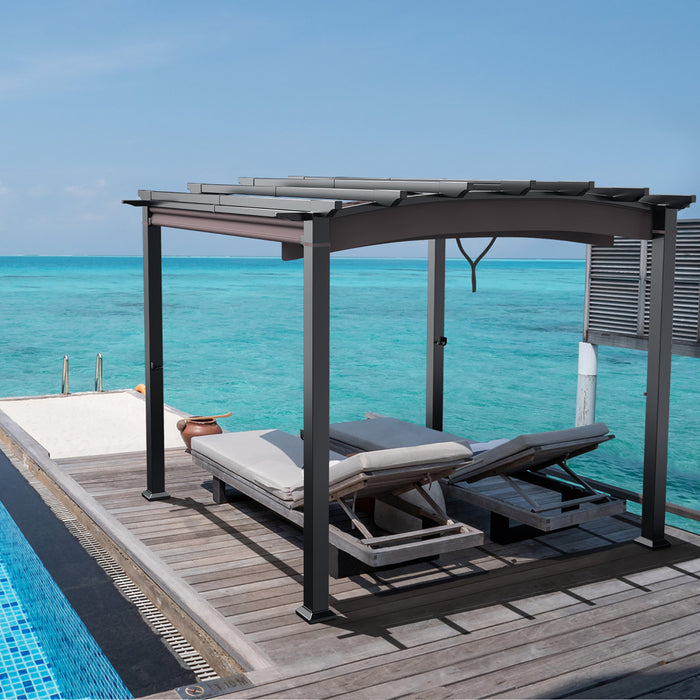 Costway 10 X 10ft Patio Pergola Gazebo Parasol Abri Avec Auvent Retractable
