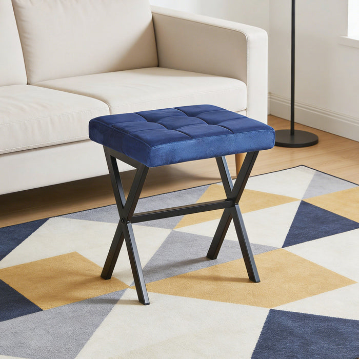 Tabouret d’appoint polyvalent Owen avec pieds en metal, couleur bleu