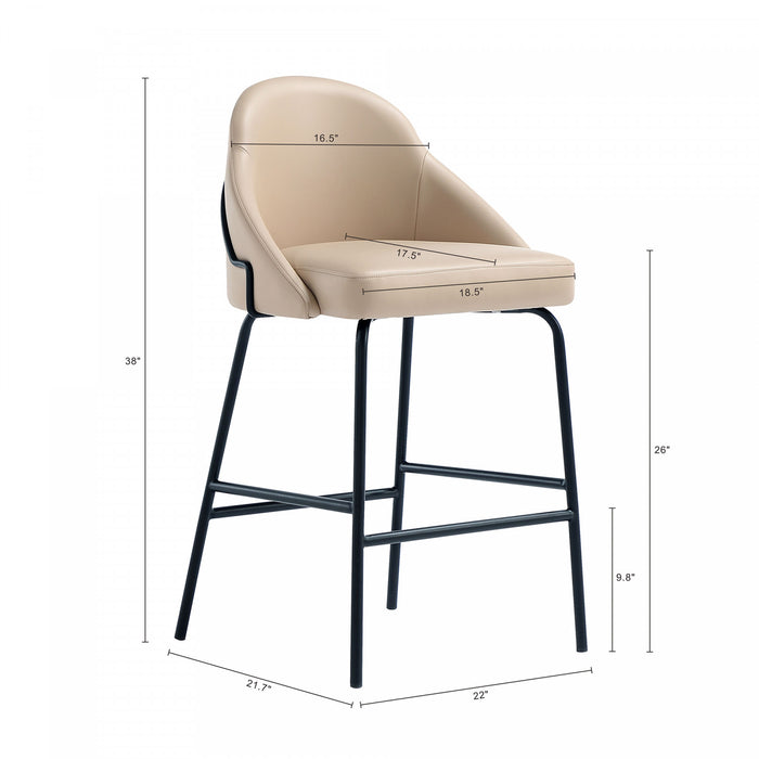 Tabouret de comptoir moderne Gracie en metal et tissu, coloris beige et noir