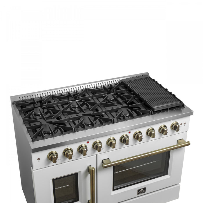 Cuisiniere a gaz blanche Galiano 48 pouces, 4,32 pi³ – FFSGS6444-48WHT