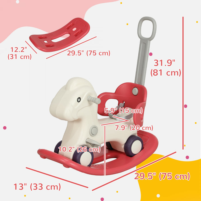 Qaba Cheval A Bascule 4 En 1 Pour Bebe, Voiture A Pousser, Voiture Coulissante Avec Planche D'equilibre Amovible Et Poignee De Poussee, Pour 2 A 5 Ans, Rouge