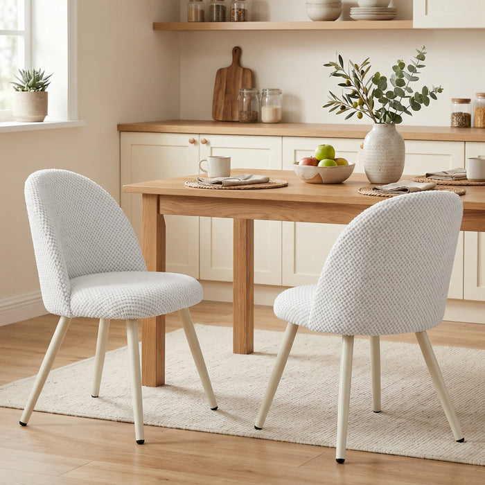HOMCOM Lot de 2 chaises de salle a manger en velours, blanches