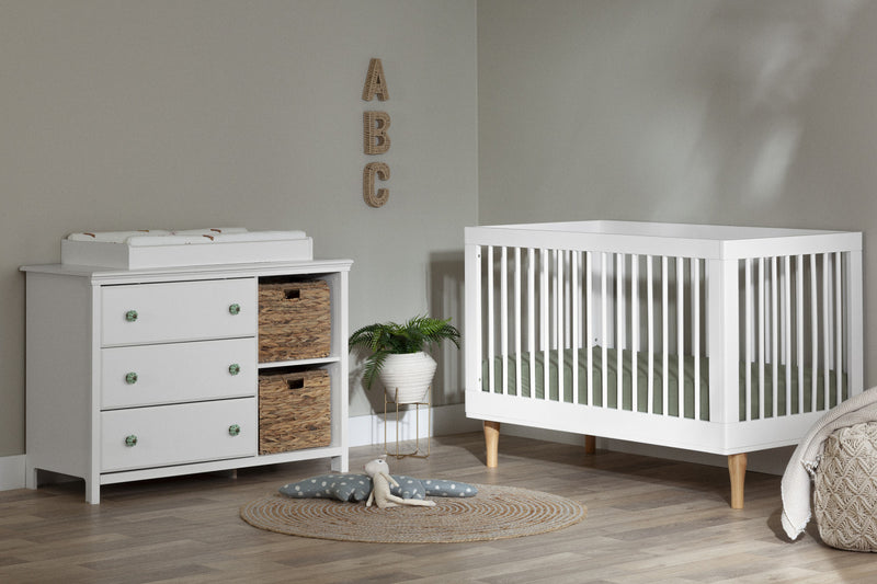Balka Table à langer avec pourtour amovible, tiroirs et rangement ouvert Blanc solide, de Meubles South Shore