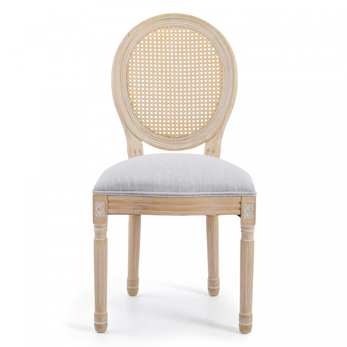 Ethan lot de 2 chaises de salle a manger en bois massif (hevea) avec assise rembourree, gris
