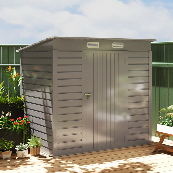 Outsunny Abri De Jardin En Metal Galvanise 6 X 4 Pieds Avec 2 Events