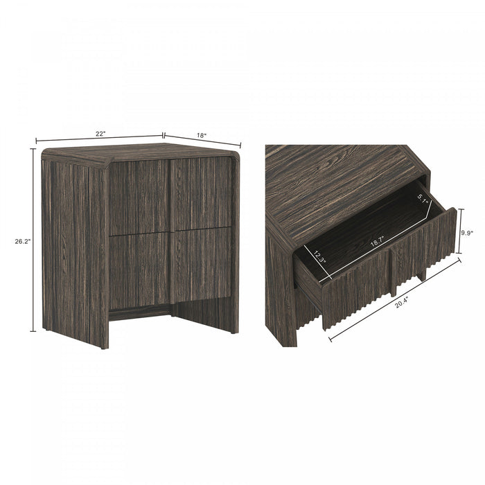 Table de nuit contemporaine Novara 56 cm en noyer Jacobean (2 tiroirs)