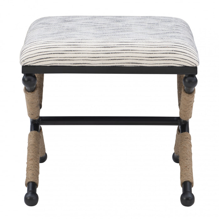 Pouf d’appoint Ashburn Campaign en tissu rayé - noir
