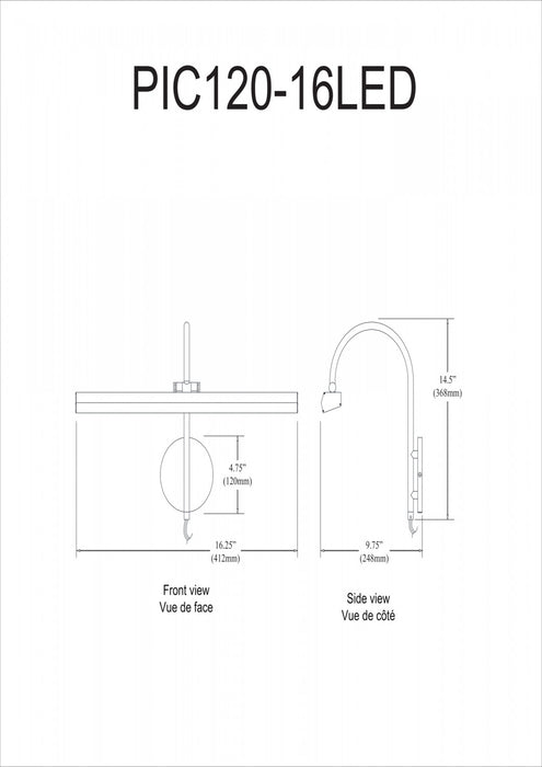 Lampe pour affichage d’image de Dainolite avec fini chromé poli et ampoule de 24 W