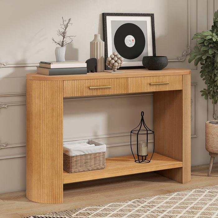 Console moderne Olivia 120 cm avec rangement et tiroirs - brune