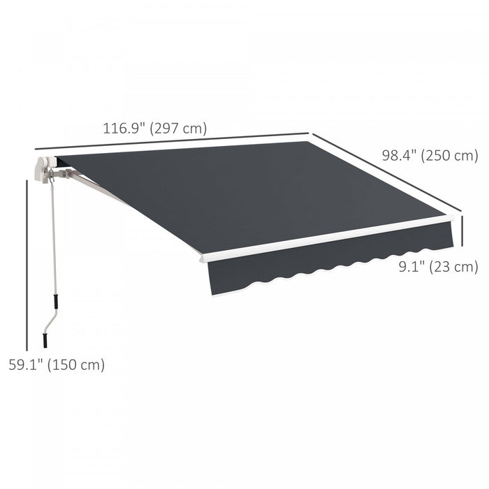 Outsunny Auvent Retractable 10' X 8' Avec Lumieres Led, Uv40+, Gris Fonce