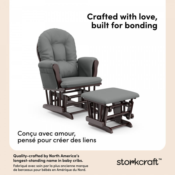 Storkcraft Hoop Fauteuil bercant et pouf - Espresso avec gris