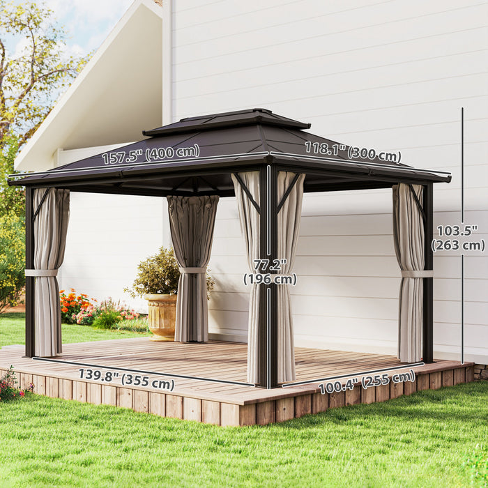 Outsunny Gazebo A Toit Rigide De 10' X 13' Avec Toit En Polycarbonate