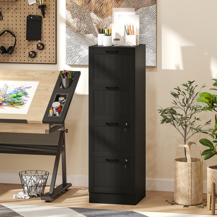 HOMCOM Classeur a 4 tiroirs avec serrure pour lettre A4, Noir