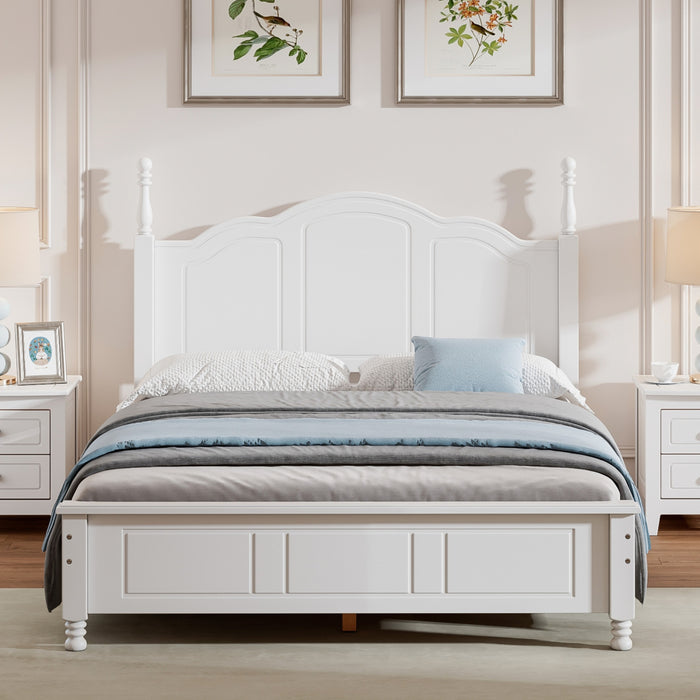 Jessie Lit a plateforme de style retro avec support a lattes en bois, taille double, blanc