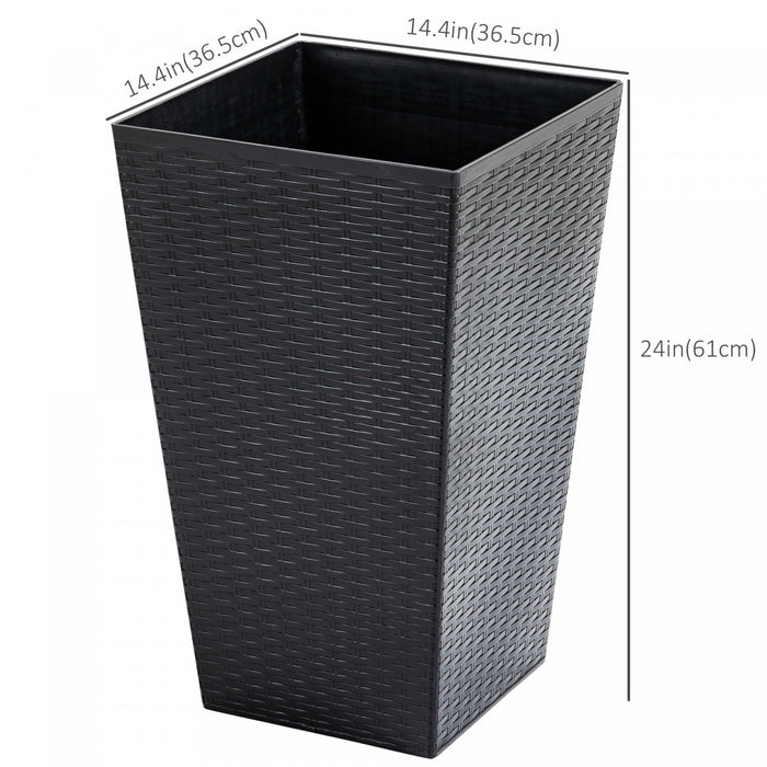 Outsunny Lot De 3 Pots De Fleurs Hauts Pour Porte D'entree, Entree, Patio Et Terrasse, Noir