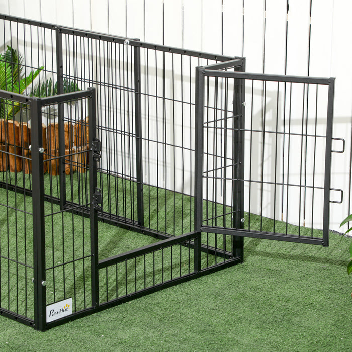 Pawhut Parc Pour Chien A 6 Panneaux 32,5\" - 59\" X 31\", Parc Pour Animaux De Compagnie Robuste Avec Porte, Enclos D'exercice Pour Chien Reglable Pour Interieur Exterieur, Petits Chiens