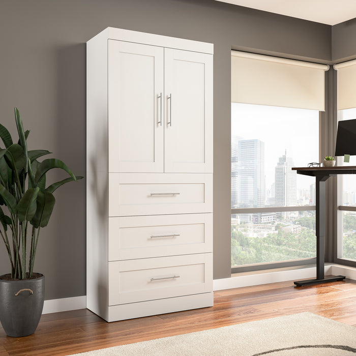 Garde-robe Pur de Bestar de 36 po (L) avec tiroirs - blanche