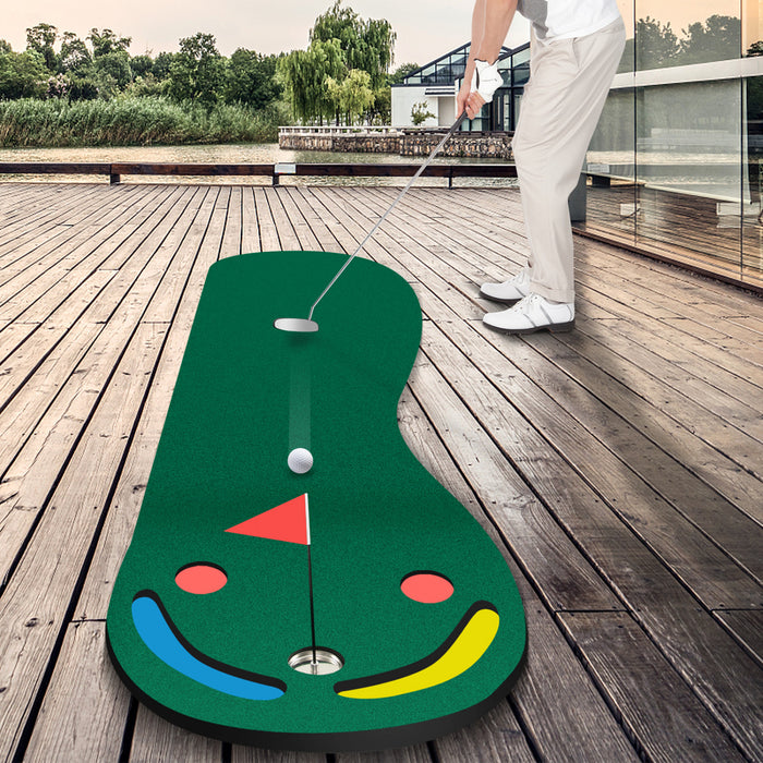 Costway 9.8ft X 3ft Par 3 Trous De Golf Mettant Tapis Vert Pour La Pratique Interieure Et Exterieure