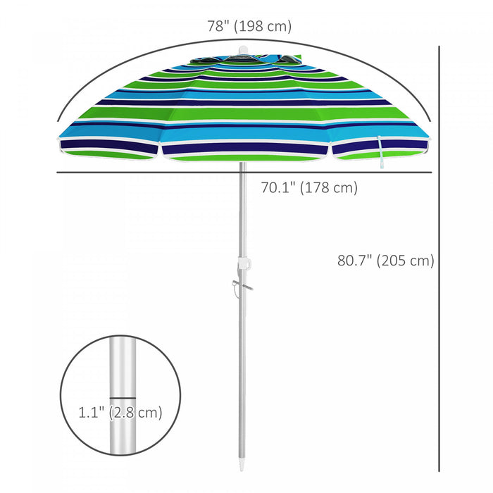 Outsunny Parasol De Plage Inclinable 6' Avec Ancre De Sable, Multicolore