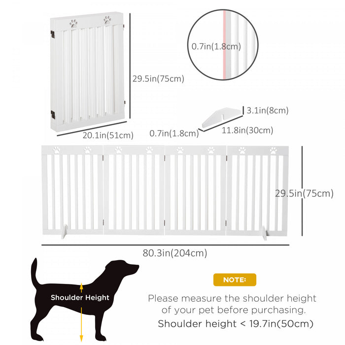 Pawhut Barriere De Securite Pliable Extra Large Pour Animal Domestique Avec 4 Pieds De Support Pour Escalier De Porte Blanc