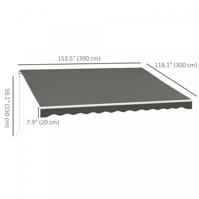 Outsunny Auvent Retractable Electrique 10' X 13' Avec Telecommande, Gris
