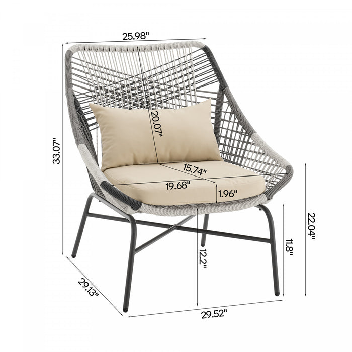 Ensemble de conversation moderne Ashland 5 pieces en creme