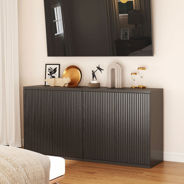 HOMCOM Buffet, Ensemble de 2, Meuble de Cuisine Rainure, Noir Gris Vieilli