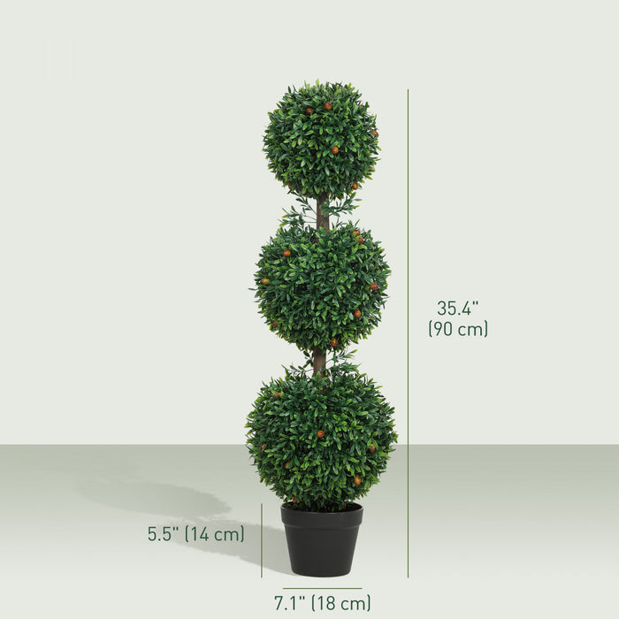 HOMCOM Ensemble de 2 Arbres Topiaires de Buis Artificiels, 3.3pi, Vert