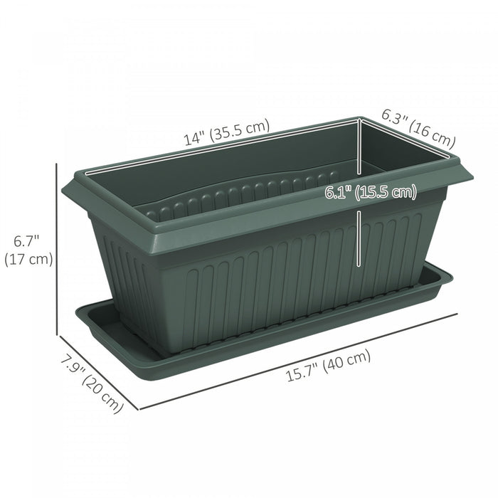 Outsunny Lot de 7 pots de fleurs de 15,7\" avec trous de drainage, vert