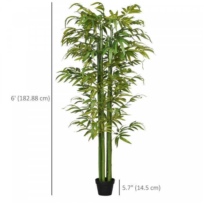 HOMCOM Arbre bambou artificiel en pot 6pi pour interieur et exterieur, vert