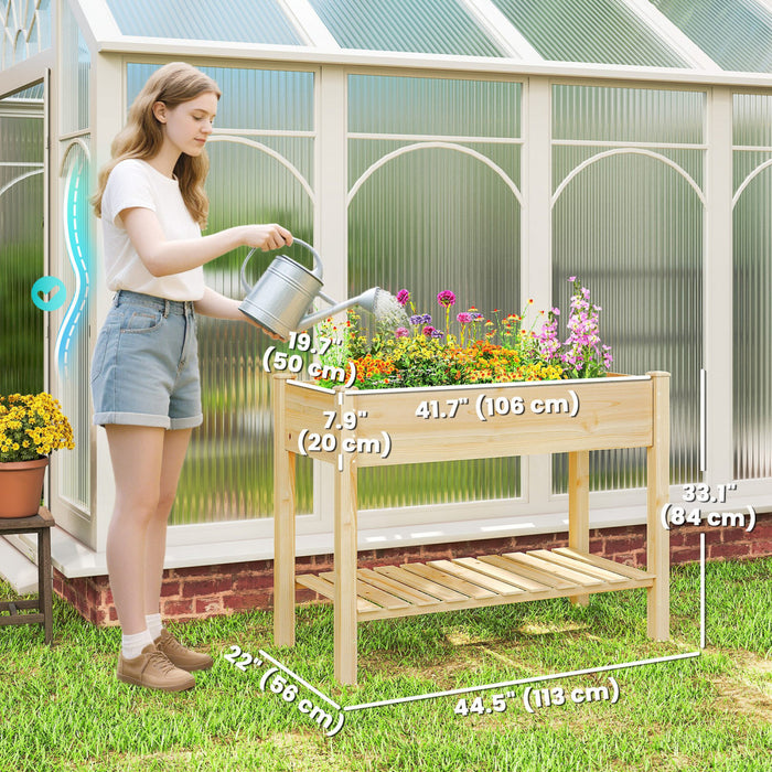 Outsunny Bac de Plantation sureleve avec Etagere de Rangement, Naturel